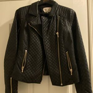 Black Faux Leather Moto Jacket